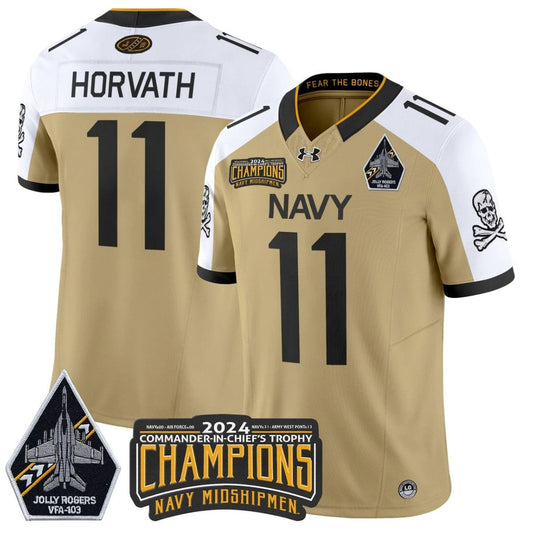 Blake Horvath Jersey 11 Navy Midshipmen Commander-in-chief's Trophy Gold Alternate by NCAA Football Jersey
