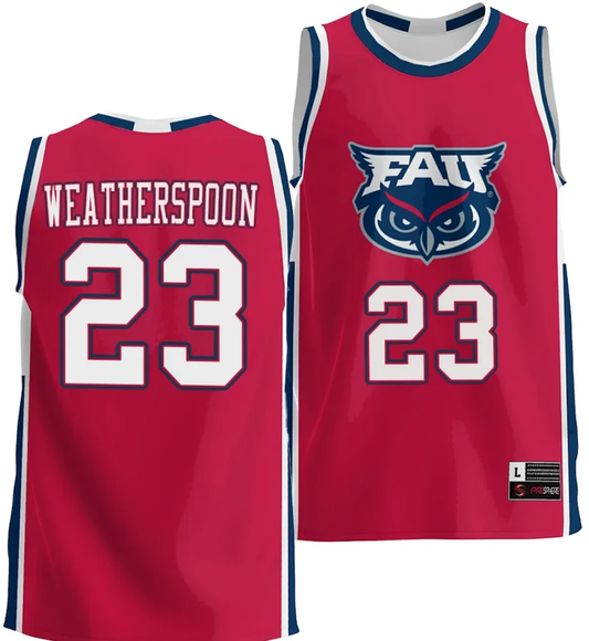 Brandon Weatherspoon Jersey #23 FAU Owls NIL College Basketball Lightweight Red by My store basketball