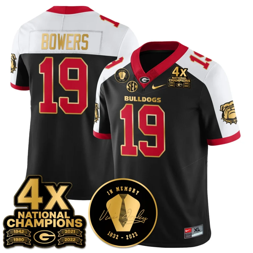 Brock Bowers Jersey #19 Georgia Bulldogs 4x-Time National Champions Stitched by My Store NCAA Football Jerseys