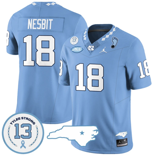 Bryson Nesbit Jersey #18 North Carolina Tar Heels Vapor College Football Stitched Blue by My Store
