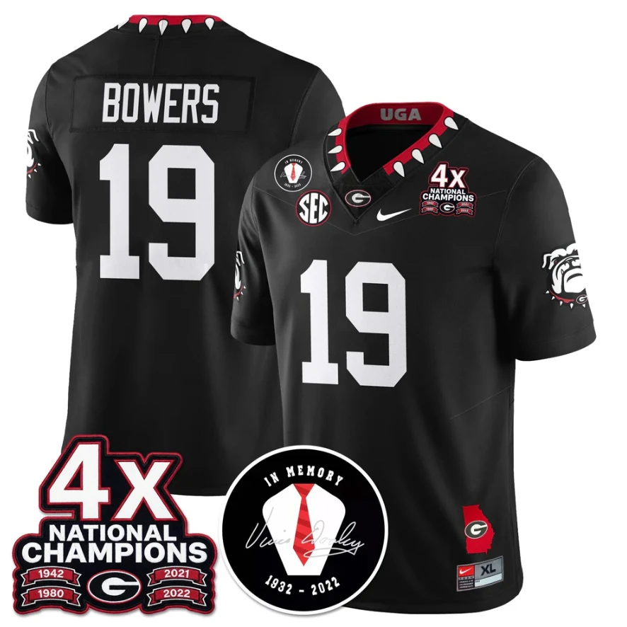 Brock Bowers Jersey #19 Georgia Bulldogs 4x-Time National Champions Stitched by My Store NCAA Football Jerseys