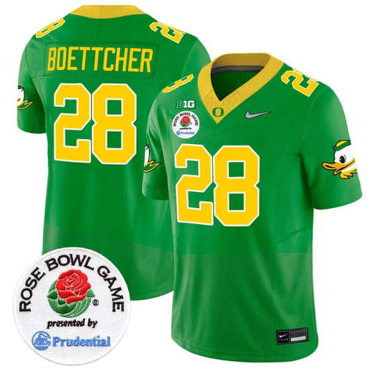 Bryce Boettcher Jersey #28 Oregon Ducks Rose Bowl Patch Vapor Limited V2 Green by NCAA Football Jersey