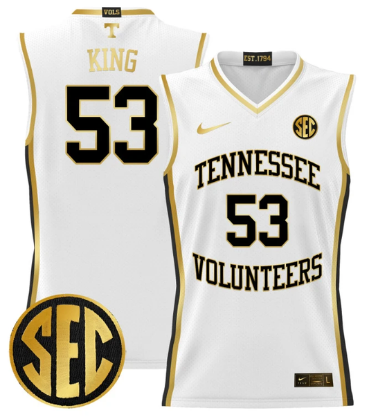 Bernard King Jersey #53 Tennessee Vols 2024 Lightweight Basketball White Gold by My store basketball