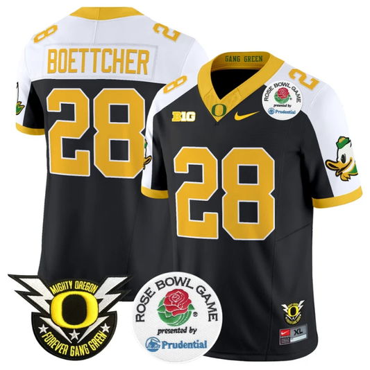 Bryce Boettcher Jersey #28 Oregon Ducks Football 2024 Rose Bowl Black Alternate by NCAA Football Jersey