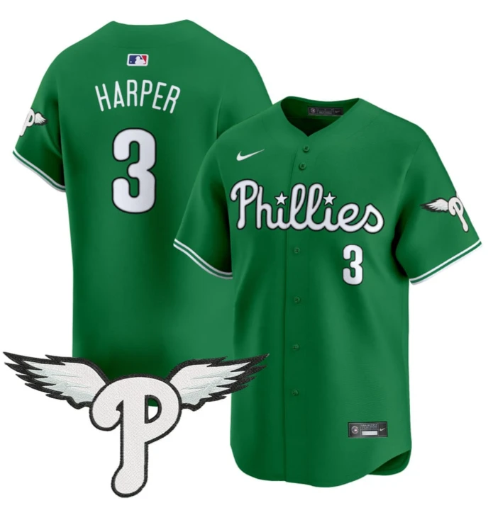Bryce Harper Jersey #3 Philadelphia Phillies 2025 Vapor Premier Limited Stitched Kelly Green by My Store
