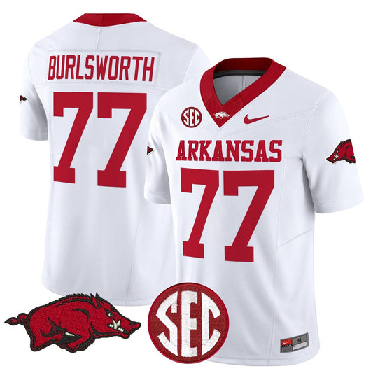 Brandon Burlsworth Jersey #77 Arkansas Razorbacks Limited Stitched White by My Store