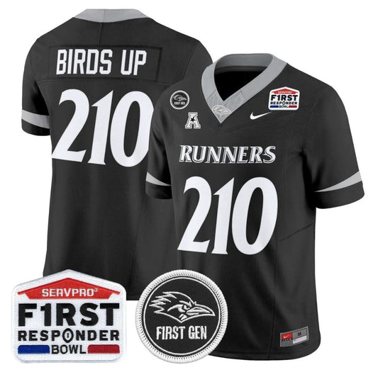 Birds Up Jersey #210 UTSA Roadrunners 2025 First Responder Bowl Stitched Black by NCAA Football Jersey