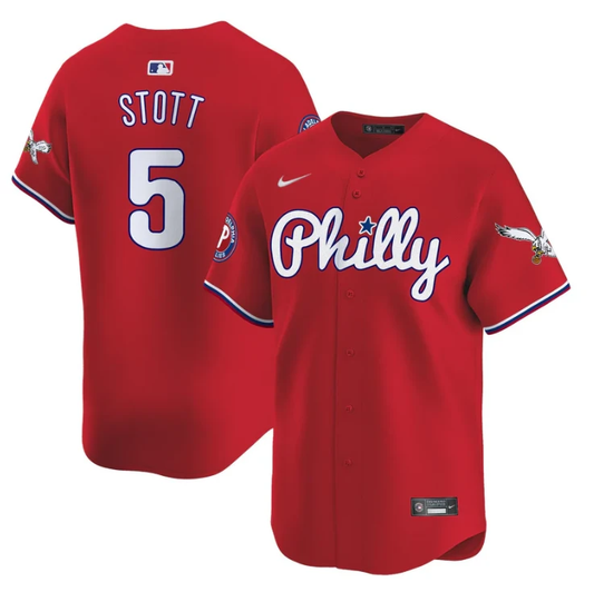 Bryson Stott Jersey #5 Phillies and Eagles Vapor Premier Limited Stitched Red by My Store