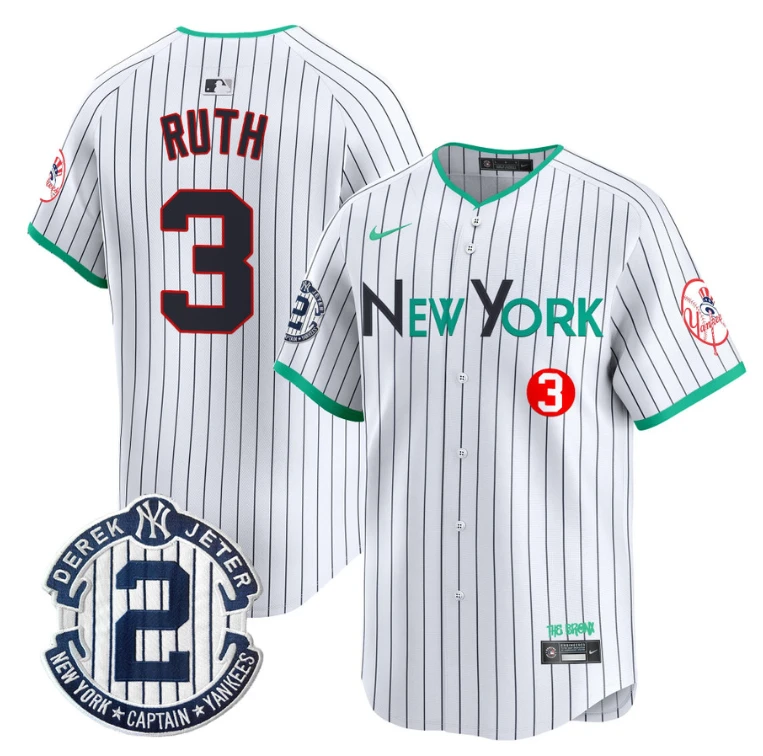 Babe Ruth Jersey #3 New York Yankees City Connect Vapor Premier Limited Stitched Pinstripe by My Store