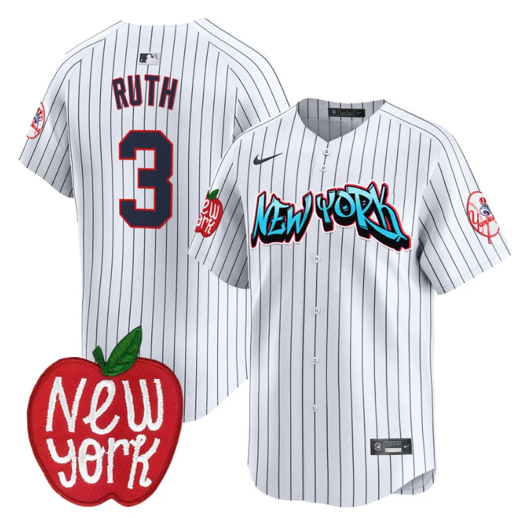 Babe Ruth Jersey #3 New York Yankees Apple Patch Vapor Premier Limited Stitched Pinstripe by My Store