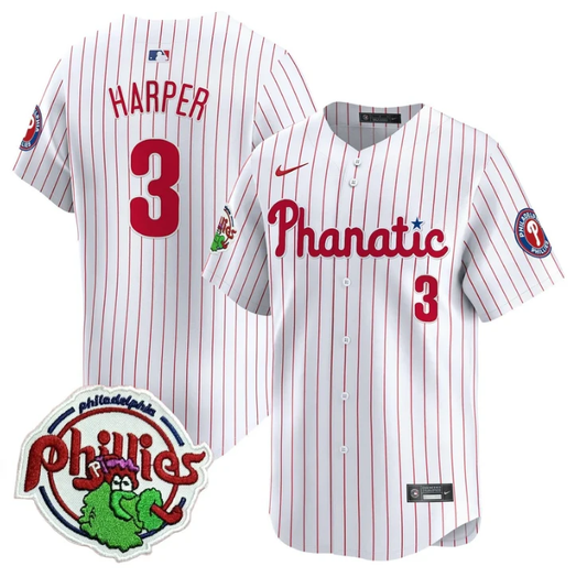 Bryce Harper Jersey #3 Phillies Phanatic Patch Vapor Premier Limited Stitched Pinstripe by My Store