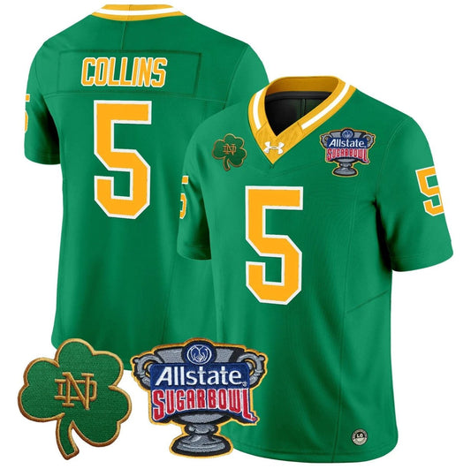 Beaux Collins Jersey #5 Notre Dame 2024 Sugar Bowl Patch V2 Throwback by NCAA Football Jersey
