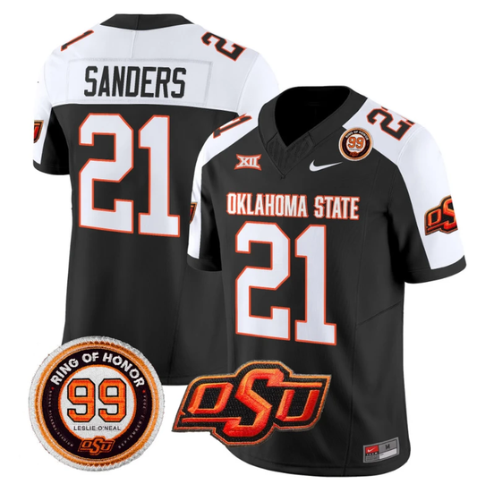 Barry Sanders Jersey #21 Oklahoma State Cowboys Leslie O'neal Patch Vapor Limited College Football Stitched Black Alternate by My Store