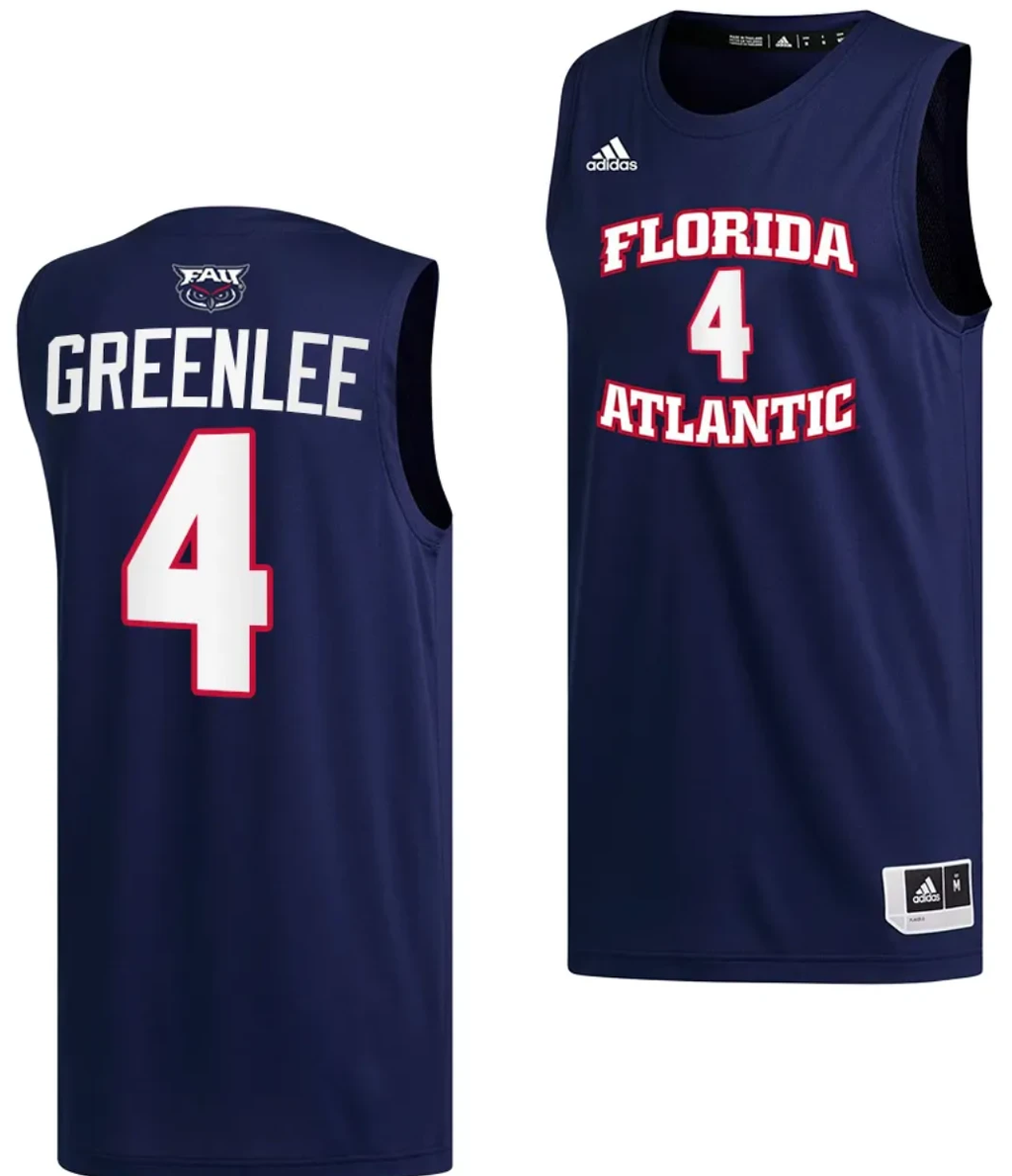 Bryan Greenlee Jersey #4 FAU Owls College Basketball Replica Navy by My store basketball