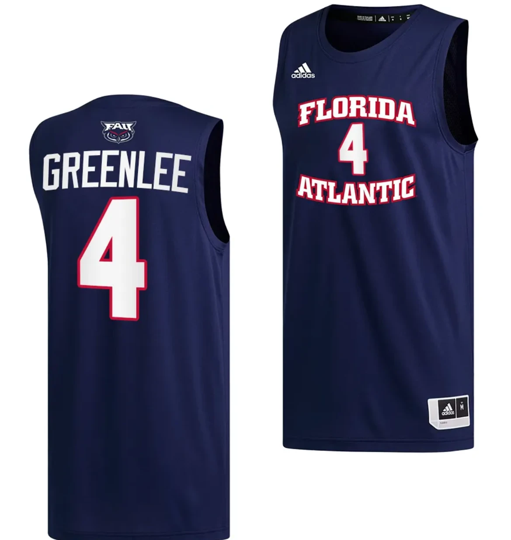 Bryan Greenlee Jersey #4 FAU Owls College Basketball Replica Navy by My store basketball