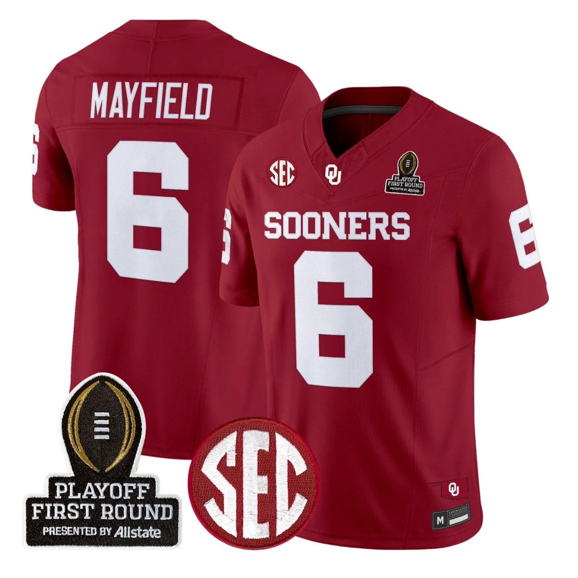 Baker Mayfield Jersey #6 Oklahoma Sooners 2025 Playoff First Round Stitched by My Store NCAA Football Jerseys