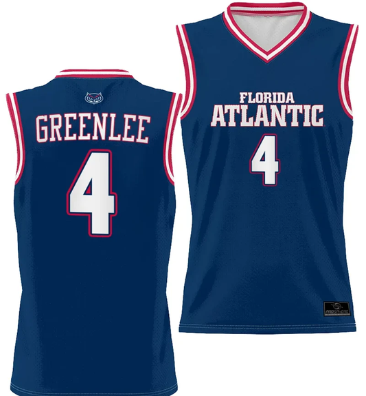 Bryan Greenlee Jersey #4 FAU Owls Full Sublimated Alternate Basketball Navy by My store basketball