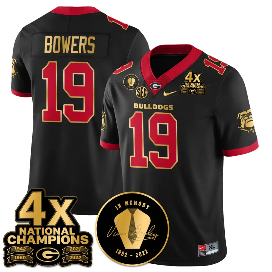 Brock Bowers Jersey #19 Georgia Bulldogs 4x-Time National Champions Stitched by My Store NCAA Football Jerseys