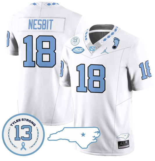 Bryson Nesbit Jersey #18 North Carolina Tar Heels Vapor College Football Stitched White by My Store