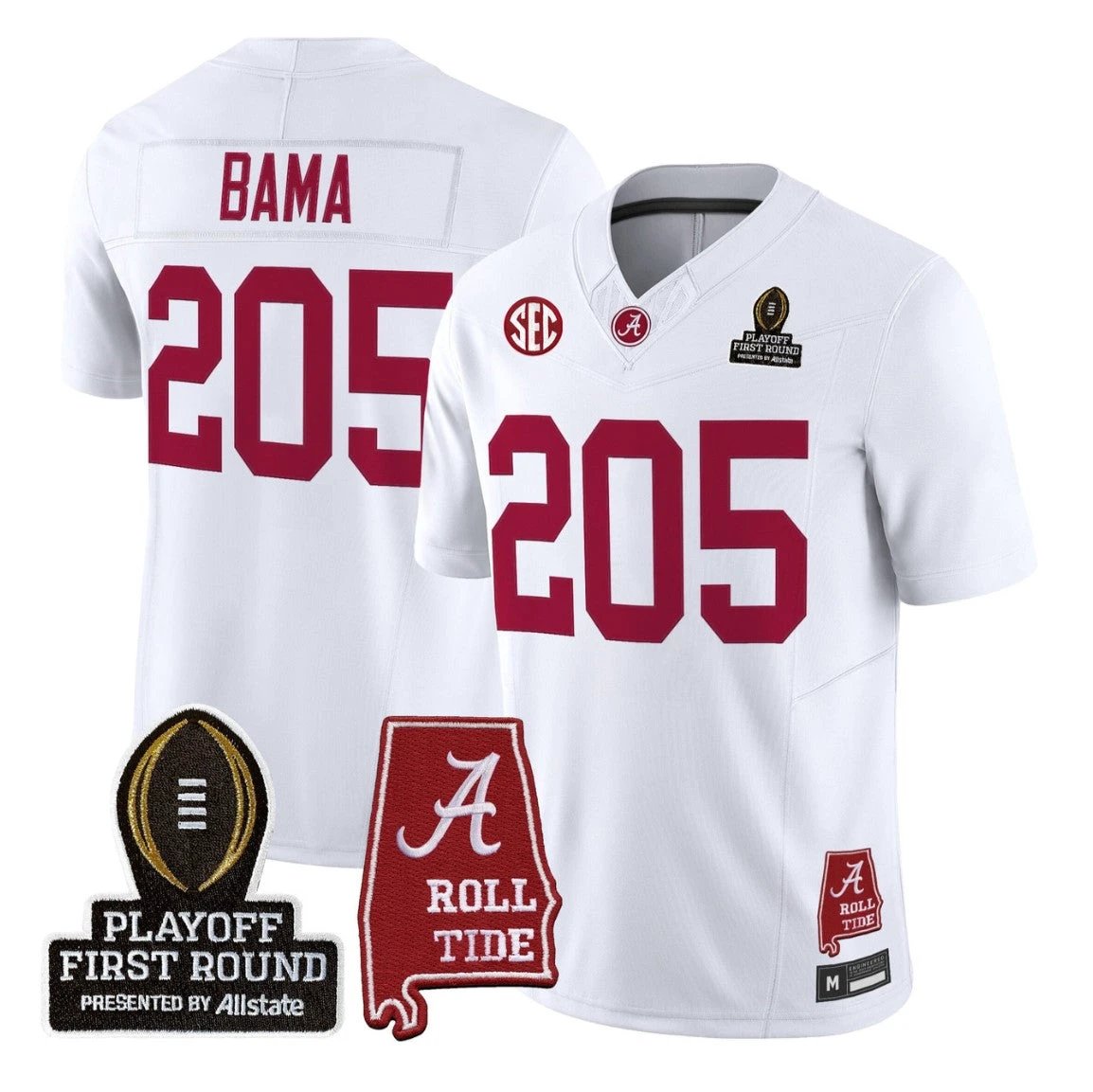 Bama Jersey #205 Alabama Crimson 2025 Playoff First Round Stitched by My Store NCAA Football Jerseys