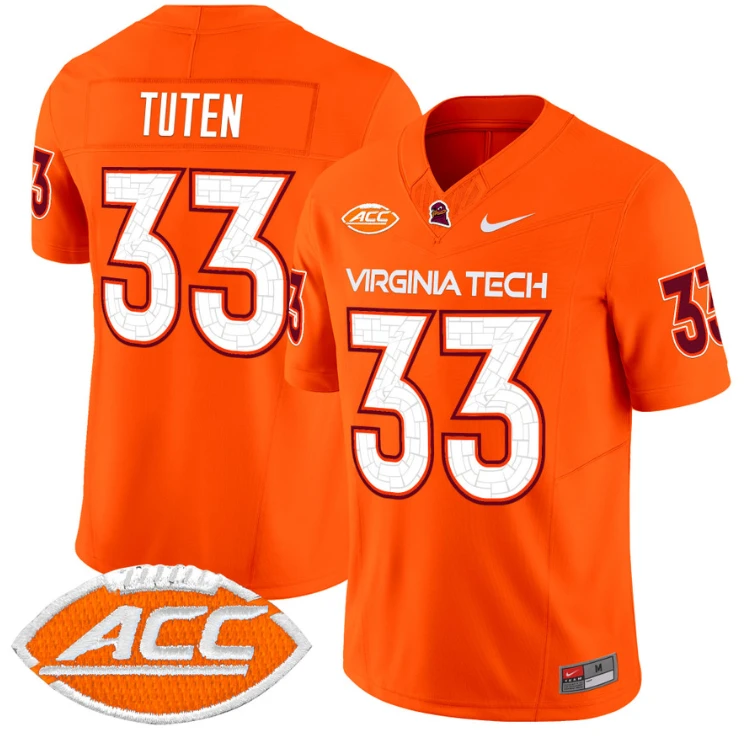 Bhayshul Tuten Jersey #33 Virginia Tech Hokies Vapor Limited College Football Orange by My Store