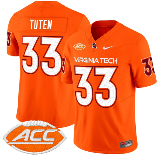Bhayshul Tuten Jersey #33 Virginia Tech Hokies Vapor Limited College Football Orange by My Store