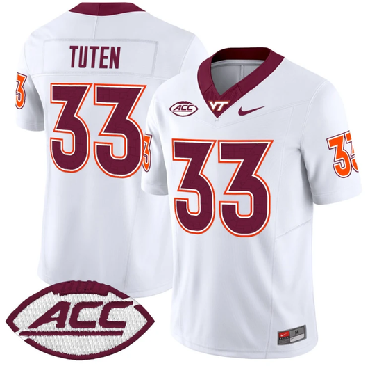 Bhayshul Tuten Jersey #33 Virginia Tech Hokies Vapor Limited College Football White by My Store
