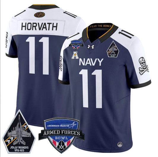 Blake Horvath Jersey #11 Navy Midshipmen 2025 Armed Forces Bowl Patch Navy Alternate by My Store