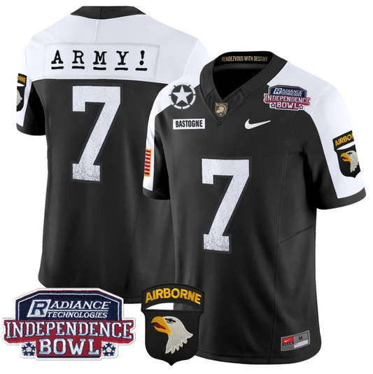 Bastogne Jersey #7 Army Black Knights Independence Bowl Patch Black Alternate by My Store