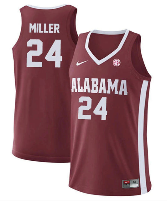 Brandon Miller Jersey Alabama Crimson Tide College Basketball Replica Crimson #24 by My store basketball