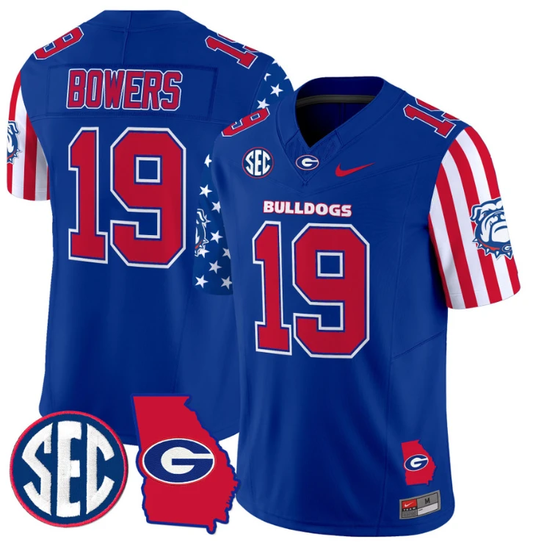 Brock Bowers Jersey #19 Georgia Bulldogs American Style Vapor Limited Football Stitched Royal by My Store