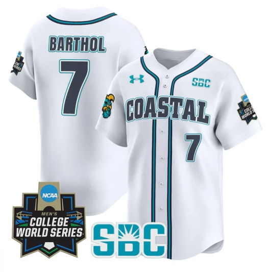 Blake Barthol Jersey #7 Coastal Carolina Chanticleers 2025 World Series White by My Store