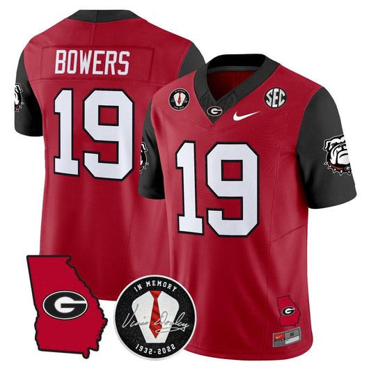 Brock Bowers Jersey #19 Georgia Bulldogs 2025 Limited Stitched Red by My Store NCAA Football Jerseys
