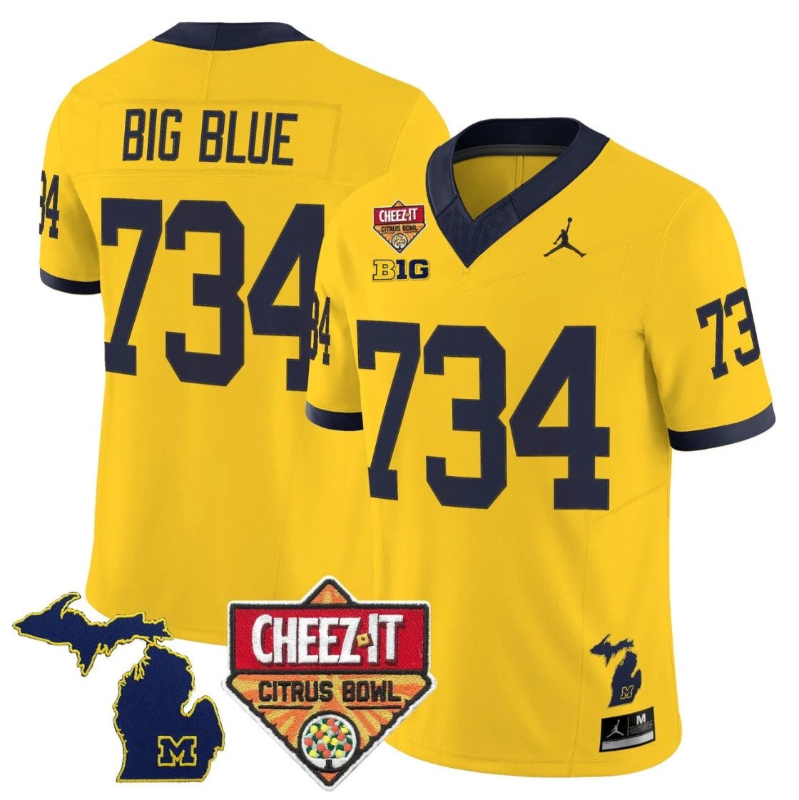 Big Blue Jersey #734 Michigan Wolverines 2025 Cheez-It Citrus Bowl by My Store NCAA Football Jerseys