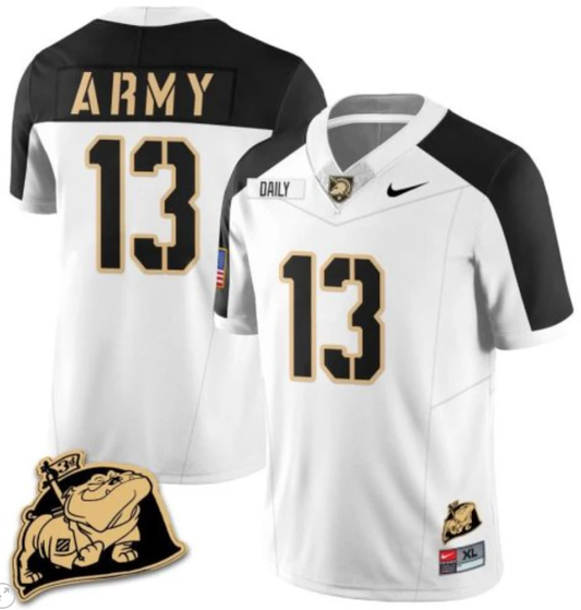 Bryson Daily Jersey #13 Army Black Knights Jersey Rocky The Bulldog Patch Vapor Limited College Football Stitched White Alternate by My Store
