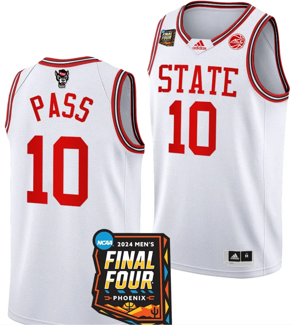 Breon Pass Jersey #10 NC State Wolfpack 2024 NCAA March Madness Final Four Basketball White by My store basketball