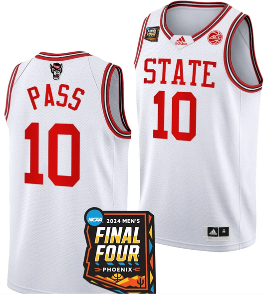 Breon Pass Jersey #10 NC State Wolfpack 2024 NCAA March Madness Final Four Basketball White by My store basketball