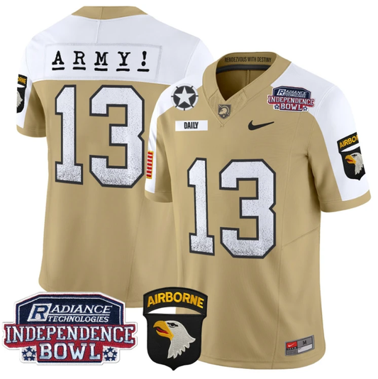 Bryson Daily Jersey #13 Army Black Knights Independence Bowl Patch Tan Alternate by My Store