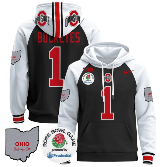Buckeyes Hoodie #1 Ohio State Buckeyes Rose Bowl Pullover Stitched by Hoodie Pullover