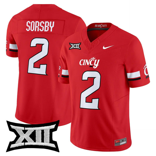 Brendan Sorsby Jersey #2 Cincinnati Bearcats 2025 Vapor Limited Stitched Red by My Store