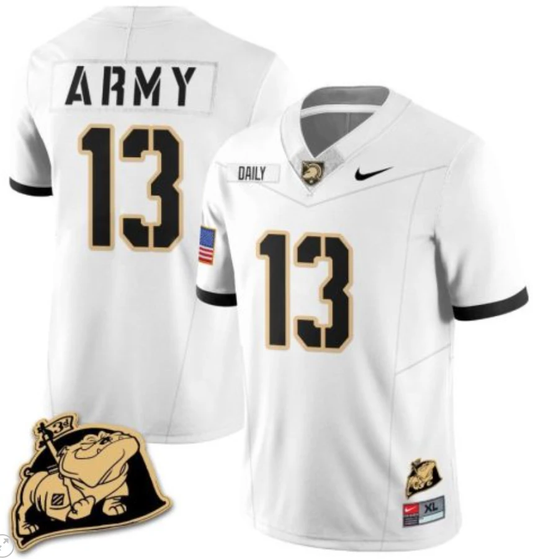 Bryson Daily Jersey #13 Army Black Knights Jersey Rocky The Bulldog Patch Vapor Limited College Football Stitched White by My Store