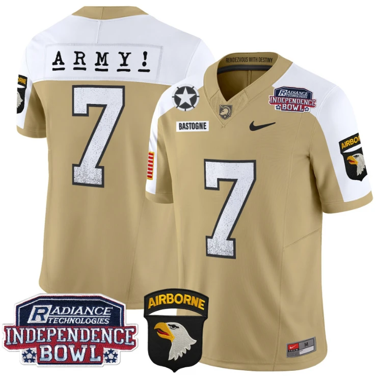 Bastogne Jersey #7 Army Black Knights Independence Bowl Patch Tan Alternate by My Store