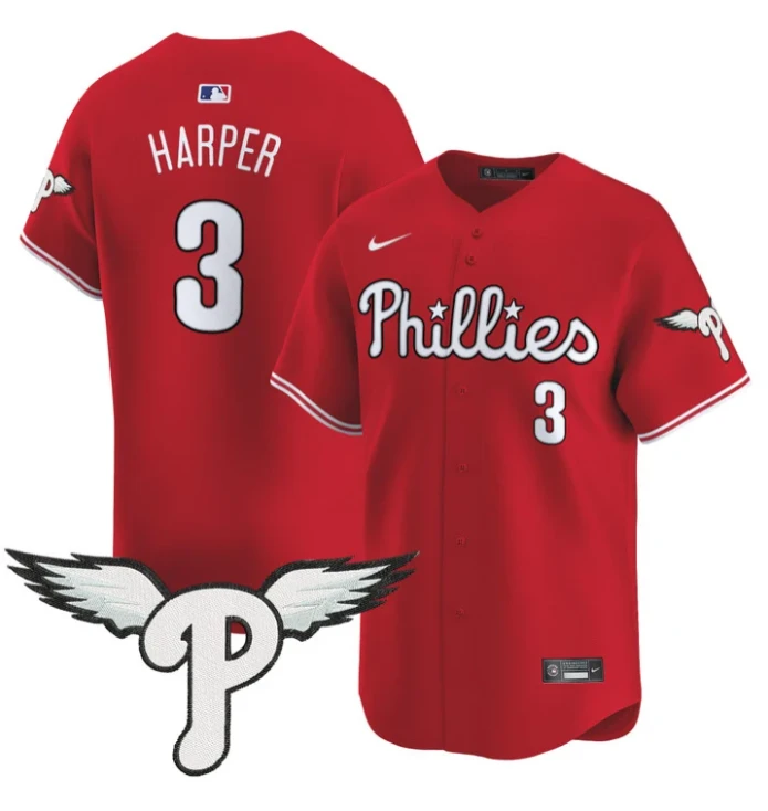 Bryce Harper Jersey #3 Philadelphia Phillies 2025 Vapor Premier Limited Stitched Red by My Store