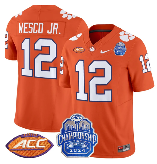 Bryant Wesco Jr Jersey #12 Clemson Tigers 2024 ACC Championship Patch Orange by My Store
