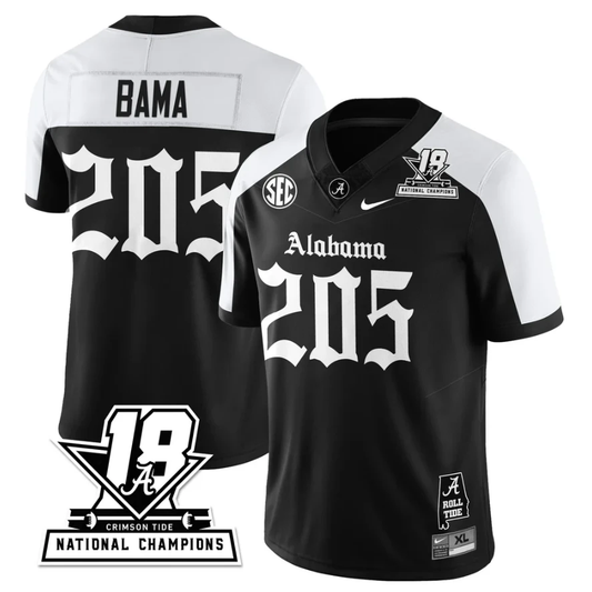 Bama Jersey #205 Alabama Crimson 18x-Time National Champions Gothic Stitched by My Store NCAA Football Jerseys