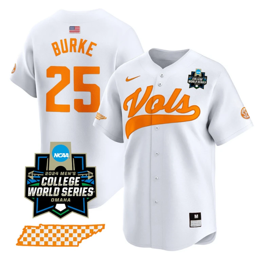 Blake Burke Jersey #25 Tennessee Volunteers 2024 College World Series Vapor Premier Limited NCAA Baseball Stitched White by My Store