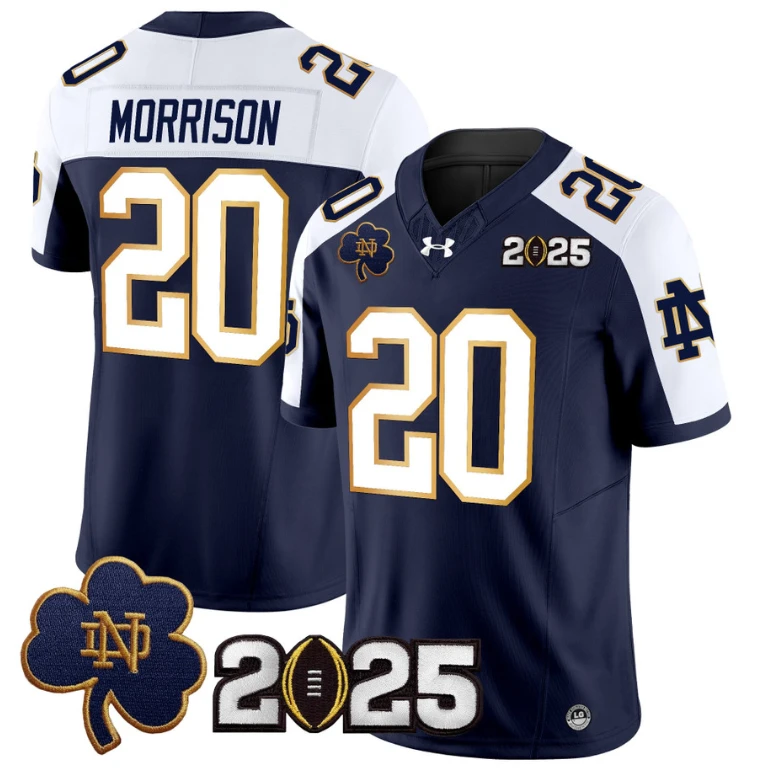 Benjamin Morrison Jersey #20 Notre Dame 2025 CFP Final Patch Navy Alternate by My Store