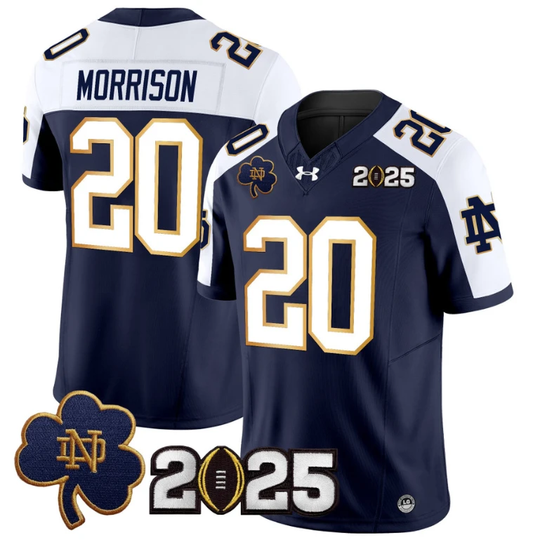 Benjamin Morrison Jersey #20 Notre Dame 2025 CFP Final Patch Navy Alternate by My Store