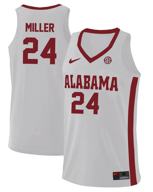 Brandon Miller Jersey Alabama Crimson Tide College Basketball Replica White #24 by My store basketball