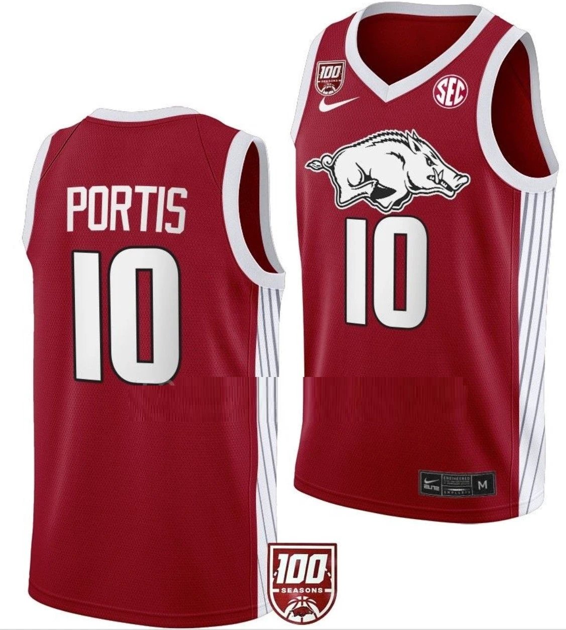 Bobby Portis Jersey Arkansas Razorbacks College Basketball 100 Season #10 by My store basketball